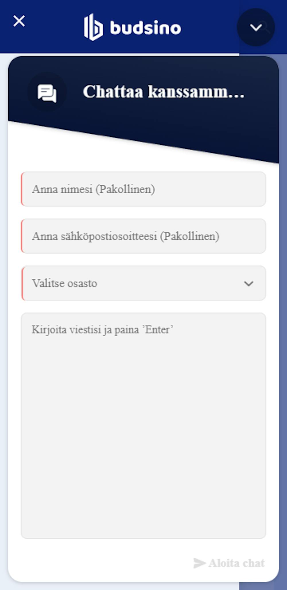 Budsino Casinon asiakaspalvelu