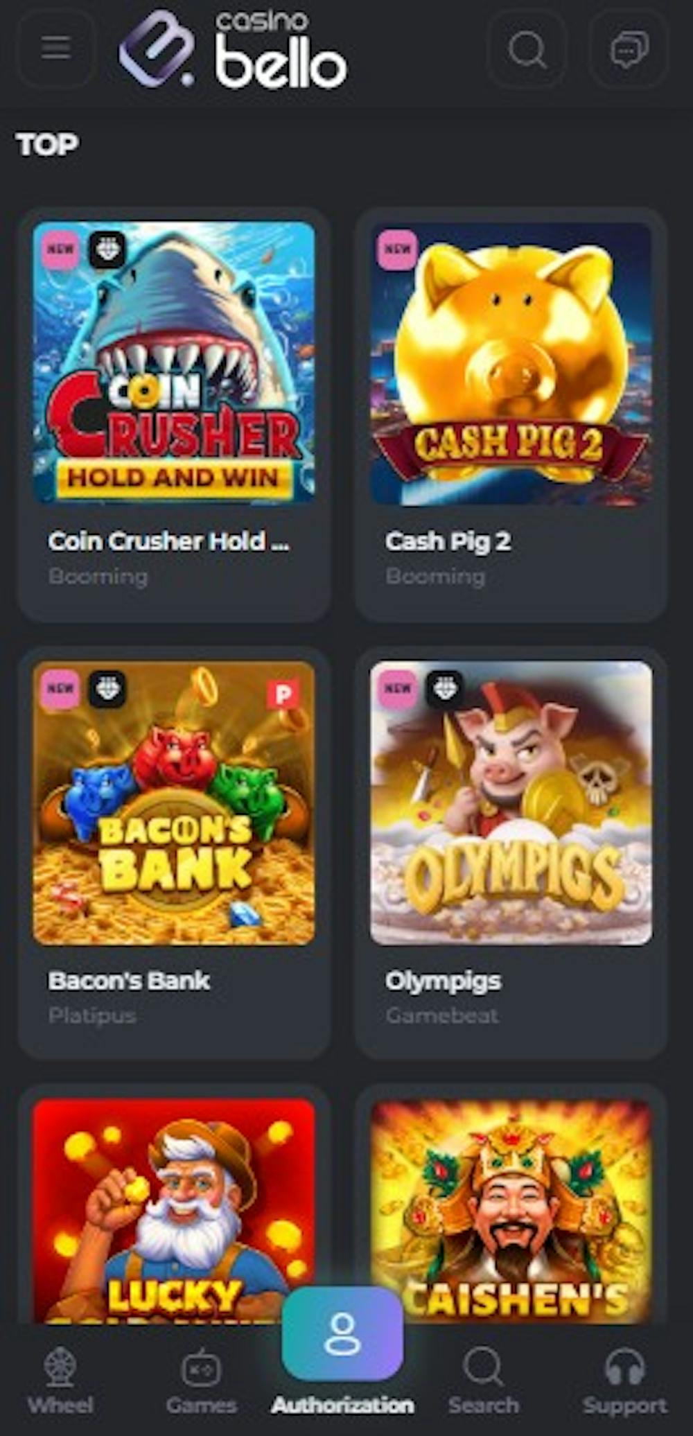 Casino Bellon pelivalikoimasta löytyy muun muassa Cash Pig 2, Coin Crusher ja monet muut suositut pelit.